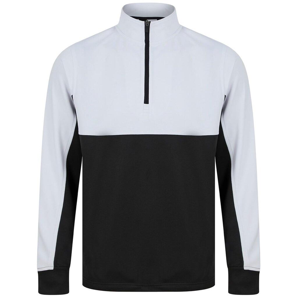 Mens Colour Block Quarter Zip Tracksuit Top (Black/White)
