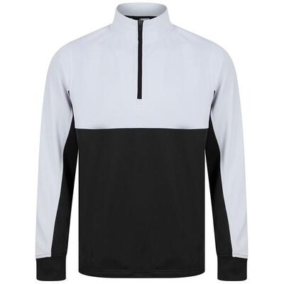 Heren colour block quarter zip tracksuit top (zwart/wit)