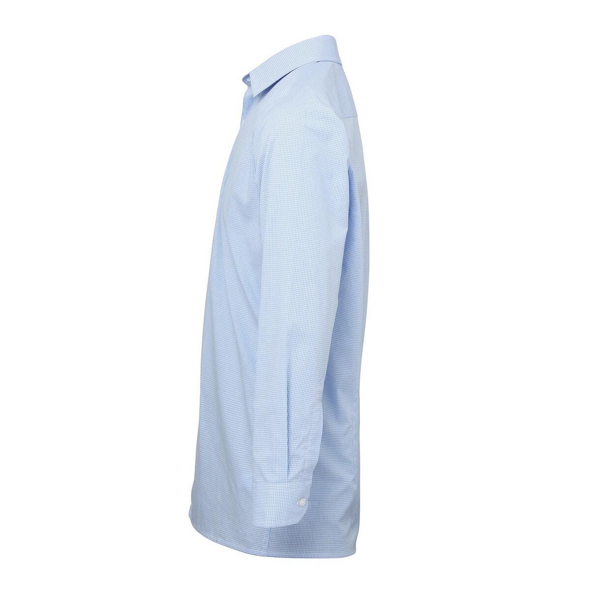 Camicia A Micro Quadretti Manica Lunga Uomo Premier Gingham Azzurro Bianco 3/4