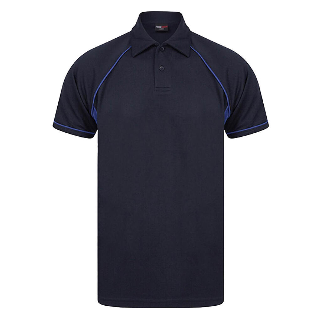 Mens Performance Piped Polo Shirt (Navy/Royal Blue)