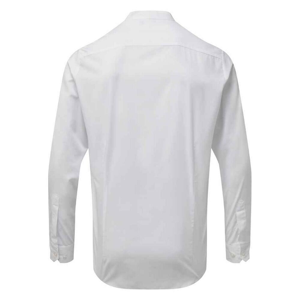 Camisa de manga comprida com gola em banda para homem (Branco) 2/3