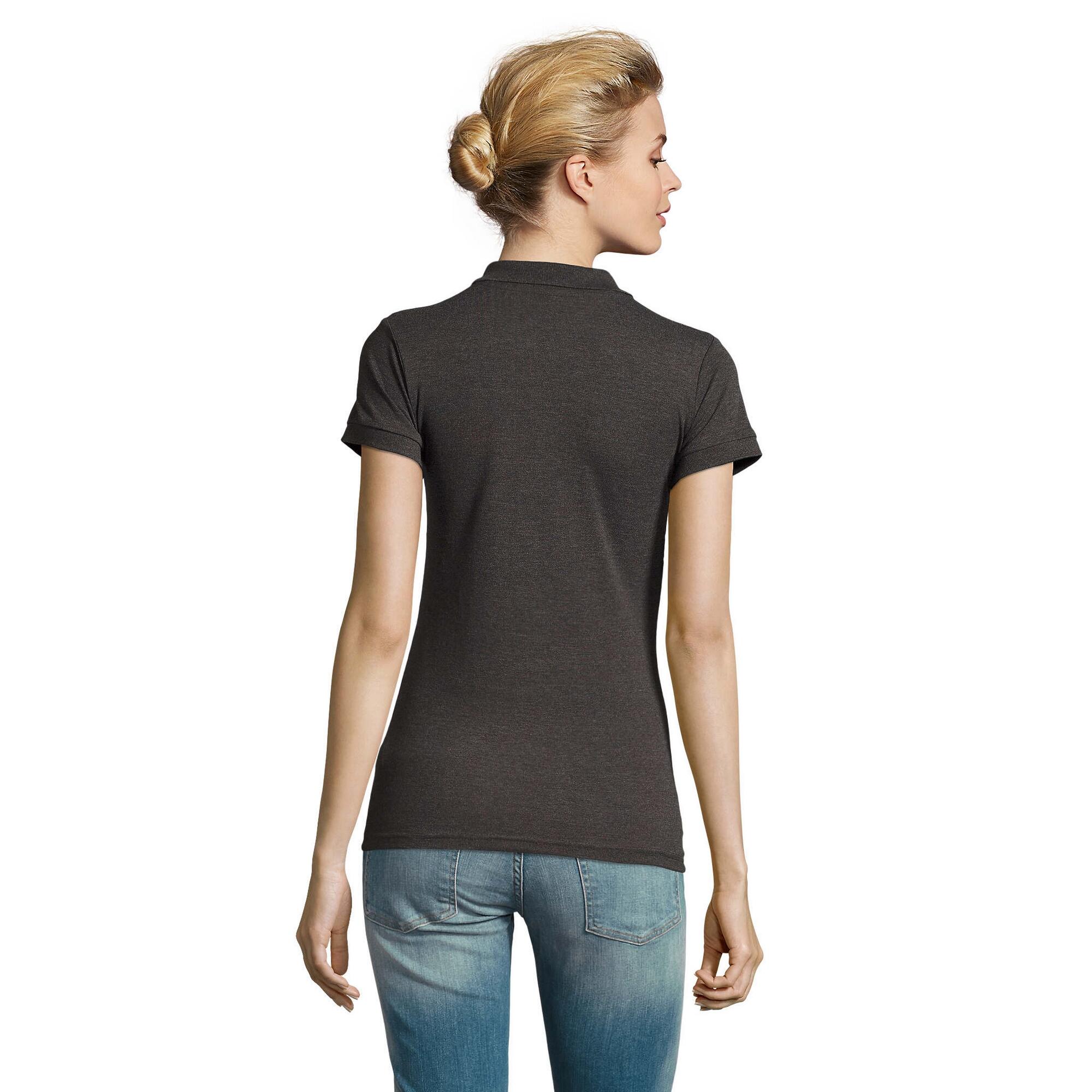 Dames Perfect Melange Poloshirt (Houtskoolmelange) 2/4
