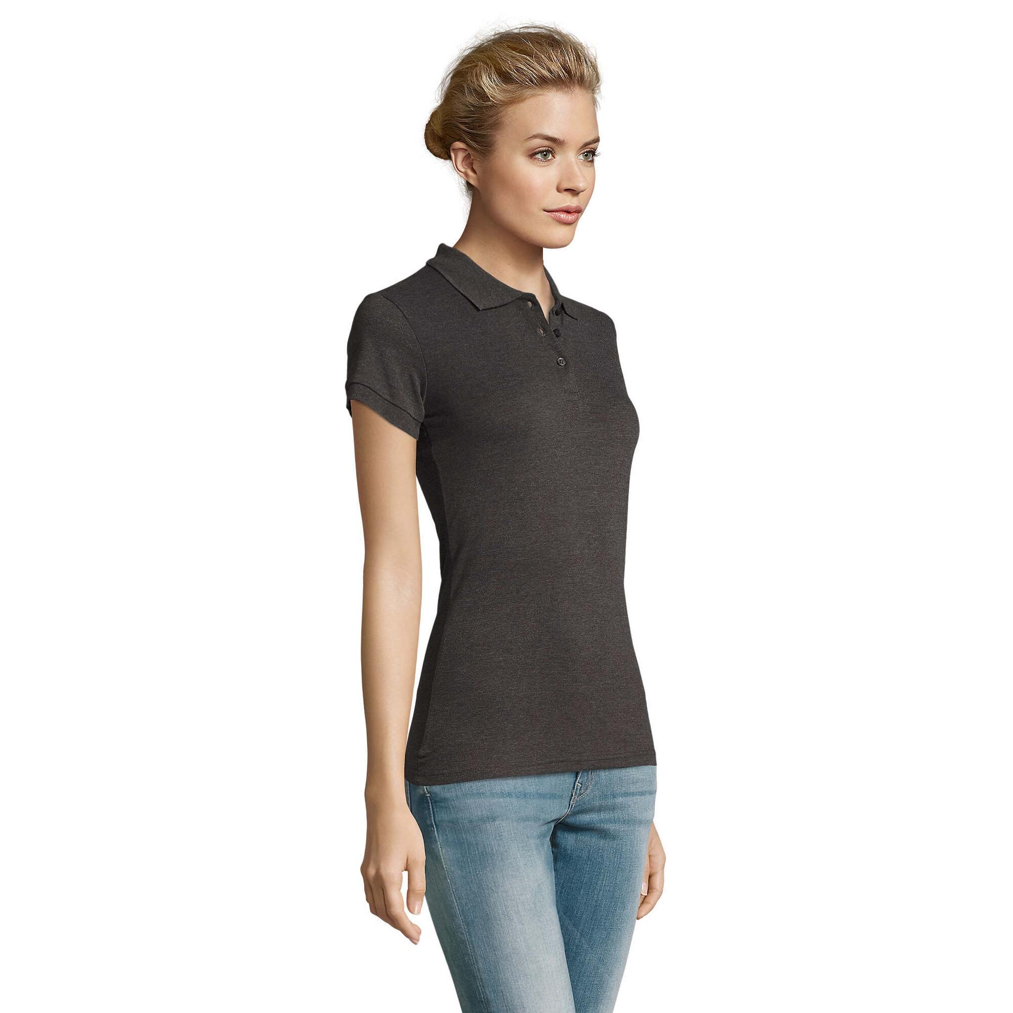Dames Perfect Melange Poloshirt (Houtskoolmelange) 3/4