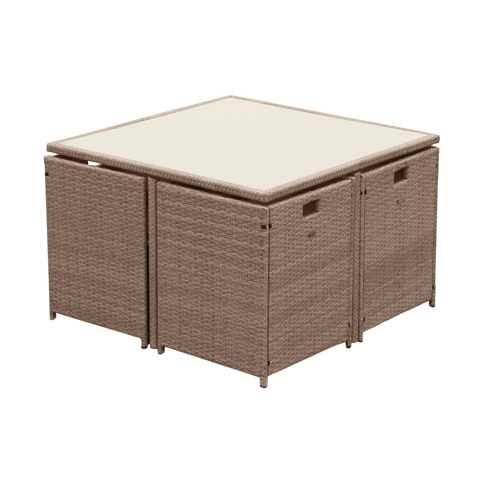 Mesa de jardim embutida em resina tecida, 8 cadeirões, Beige 5/6