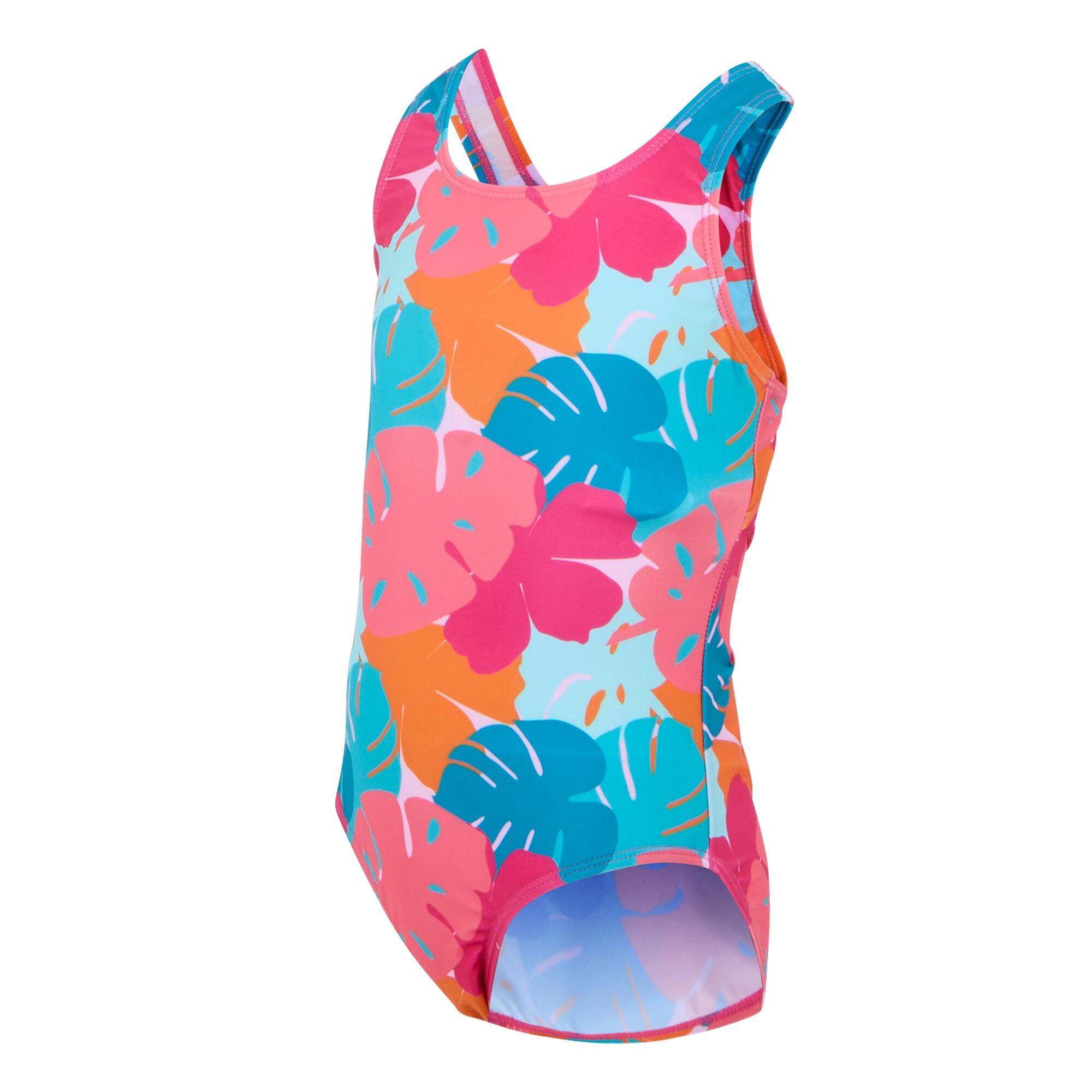 Girls Katrisse Tropical Leaves One Piece Swimsuit (Multicoloured) 3/5