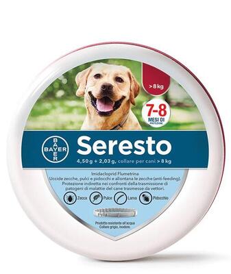 Seresto Bayer Collare antiparassitario contro pulci e zecche per cani oltre 8 kg