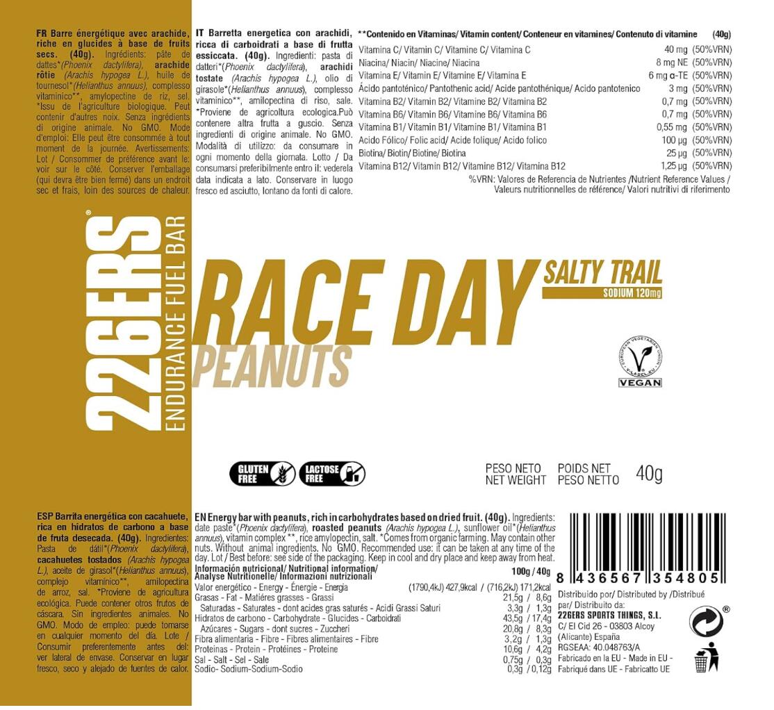 Baton energetyczny Race Day 226ers bez glutenu i cukru 4/5