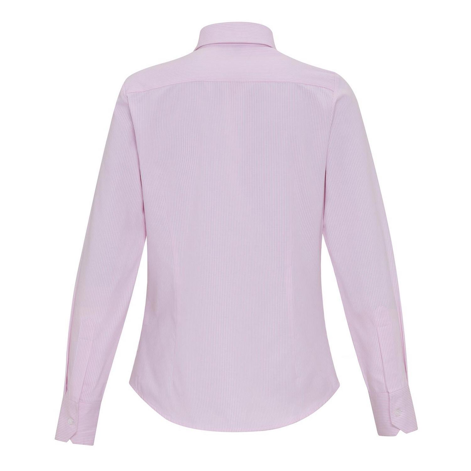 Camisa de algodão às riscas para senhora e senhora (Branco/rosa) 2/3
