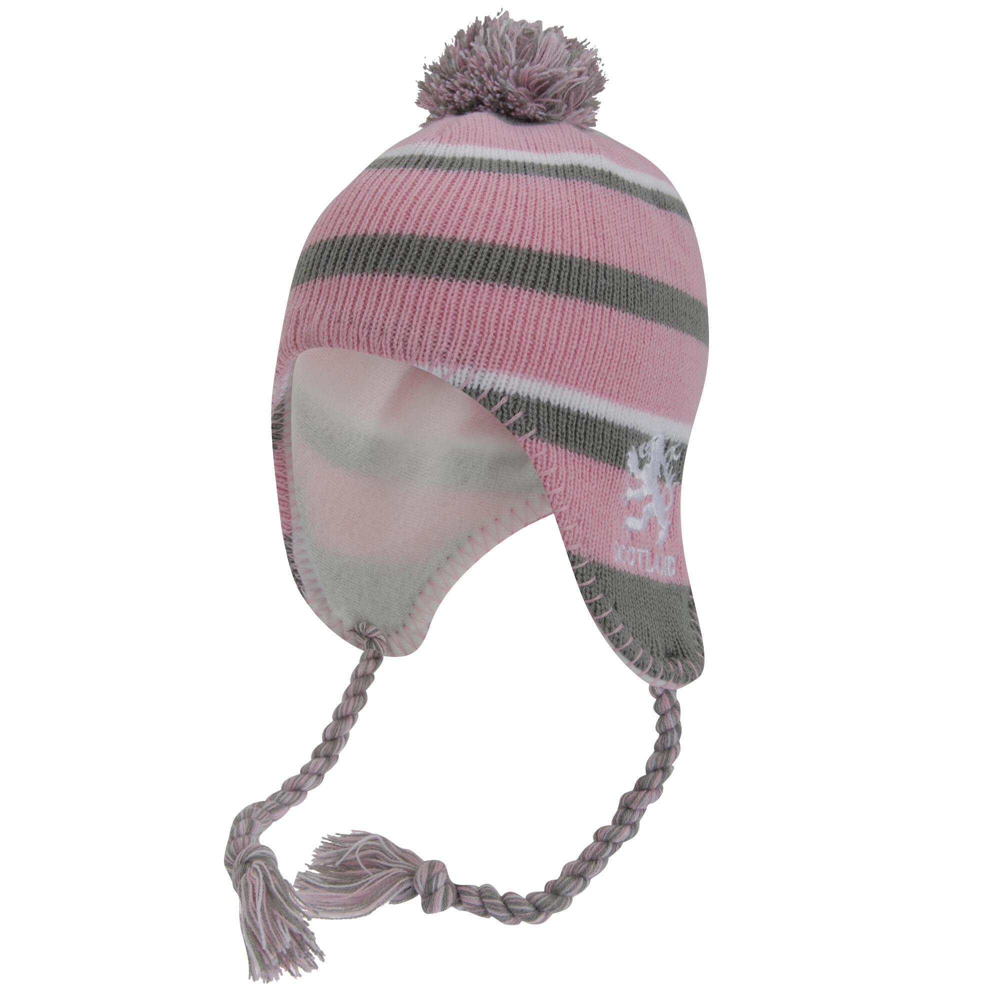SCOTLAND Ladies/Womens Lion Pink Winter Hat, Thermal Peruvian Hat With Tassels (Pink)