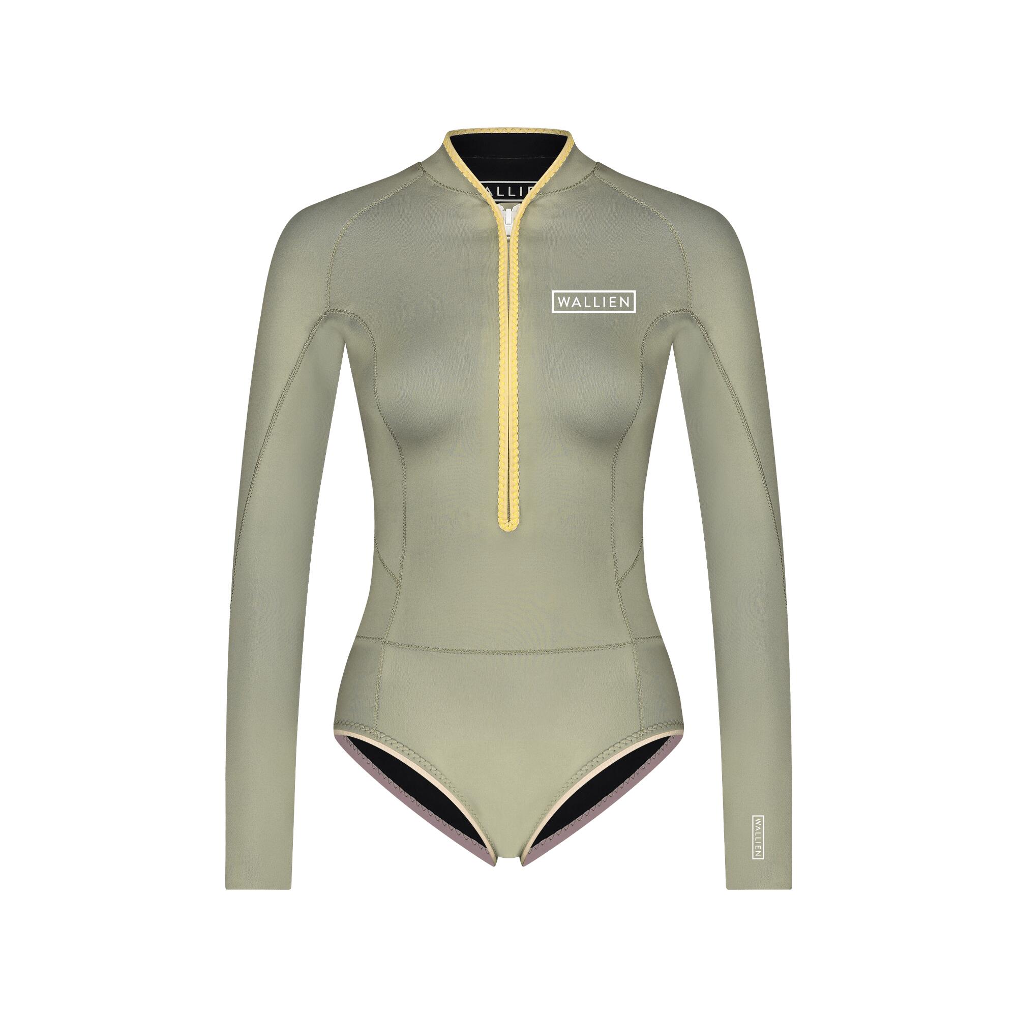WALLIEN Premium 1.5mm Shorty Women's Wetsuit for Surfing Kiting Swimming - Beige