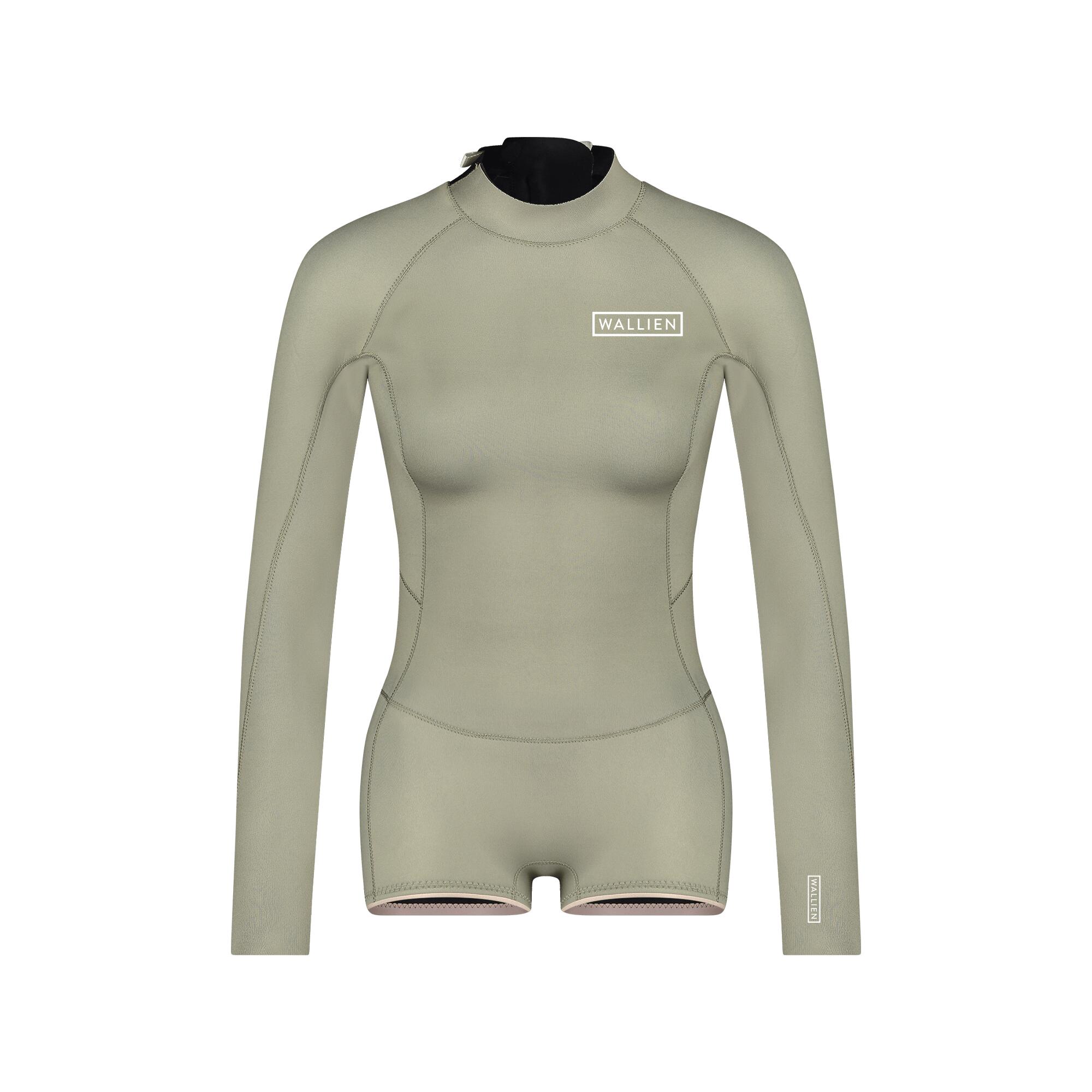 WALLIEN Premium 2 mm shorty dames wetsuit voor Surfen Kiten Zwemmen - Beige