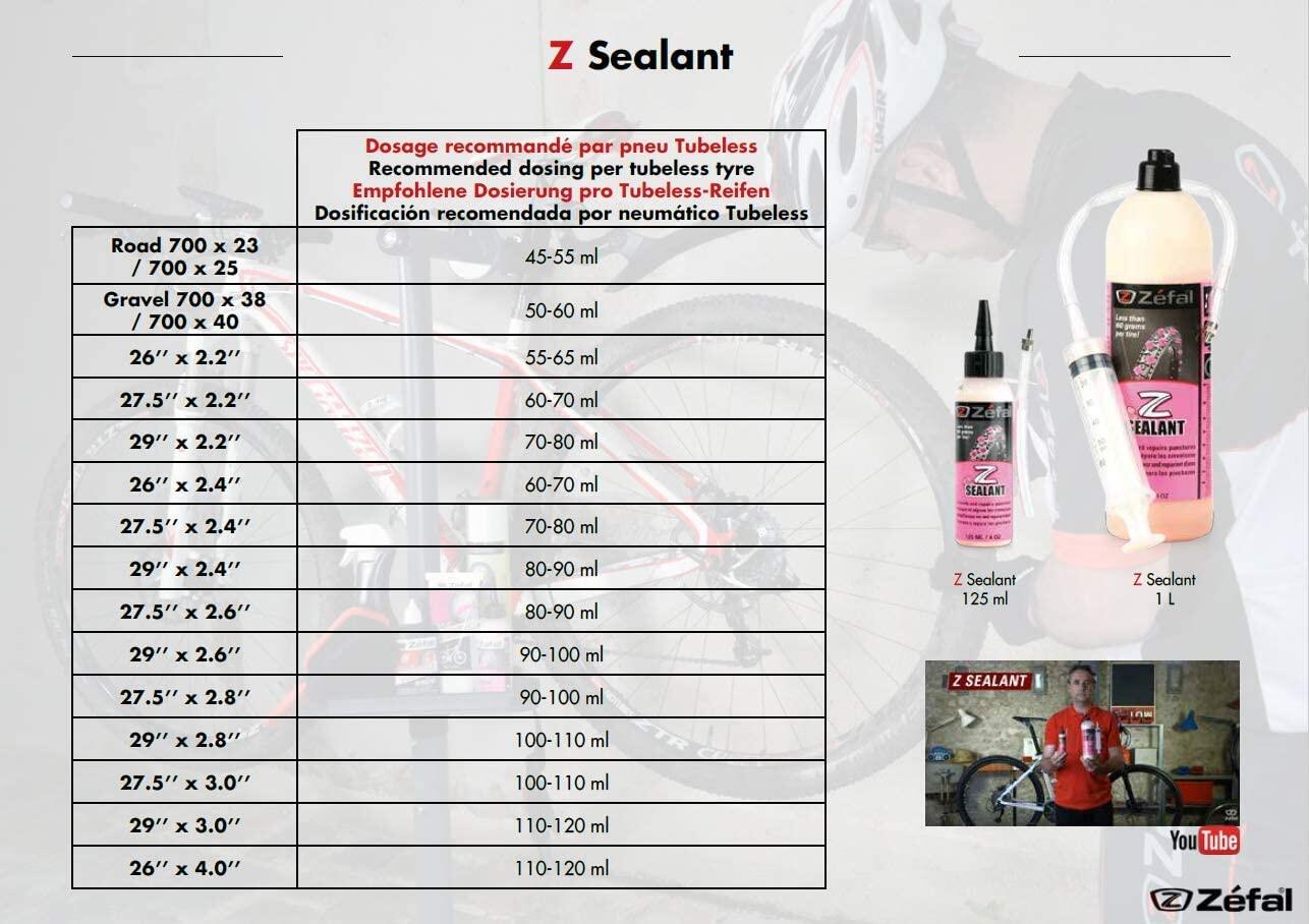 Z-puncture seal vloeistof tubeless met spuit en slang 1l Zefal 3/4