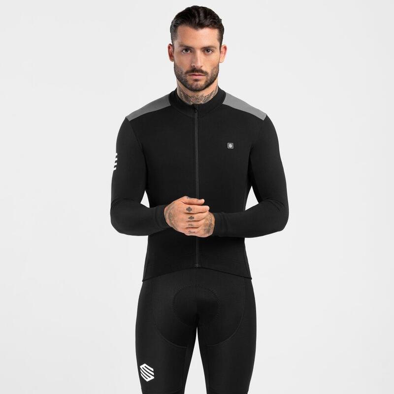 Teplý pánský cyklistický dres SRX M4 Fleet Moss Černá