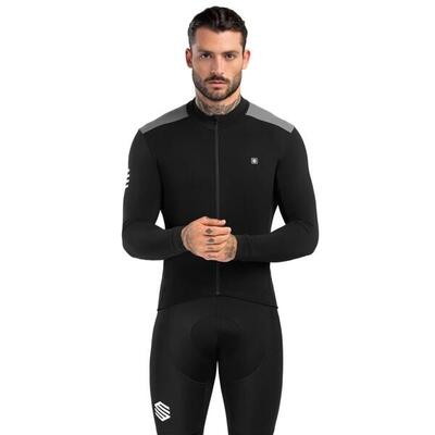 Heren wielrennen thermisch wielershirt srx m4 fleet moss zwart