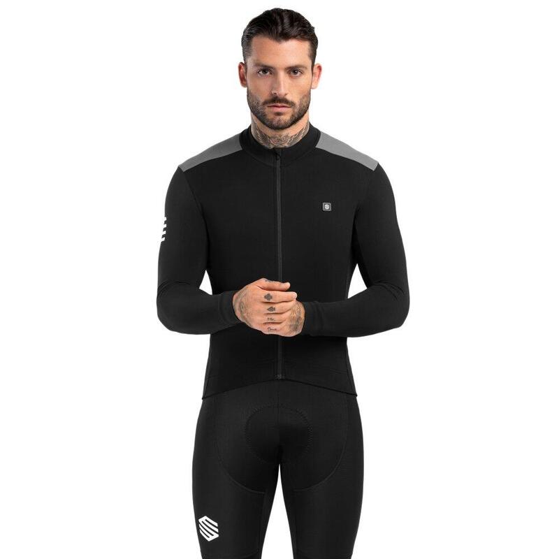 Teplý pánský cyklistický dres SRX M4 Fleet Moss Černá