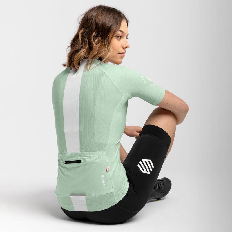 Camisola ultraleve de ciclismo mulher M3 Senda Verde Cinza