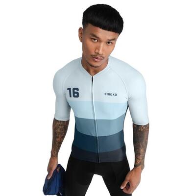 Heren fietsen wielershirt korte mouw m2 hardknott pass marineblauw