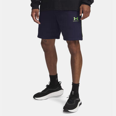 Ua icon fleece nachtblauw herenbroekje met merkstrepen