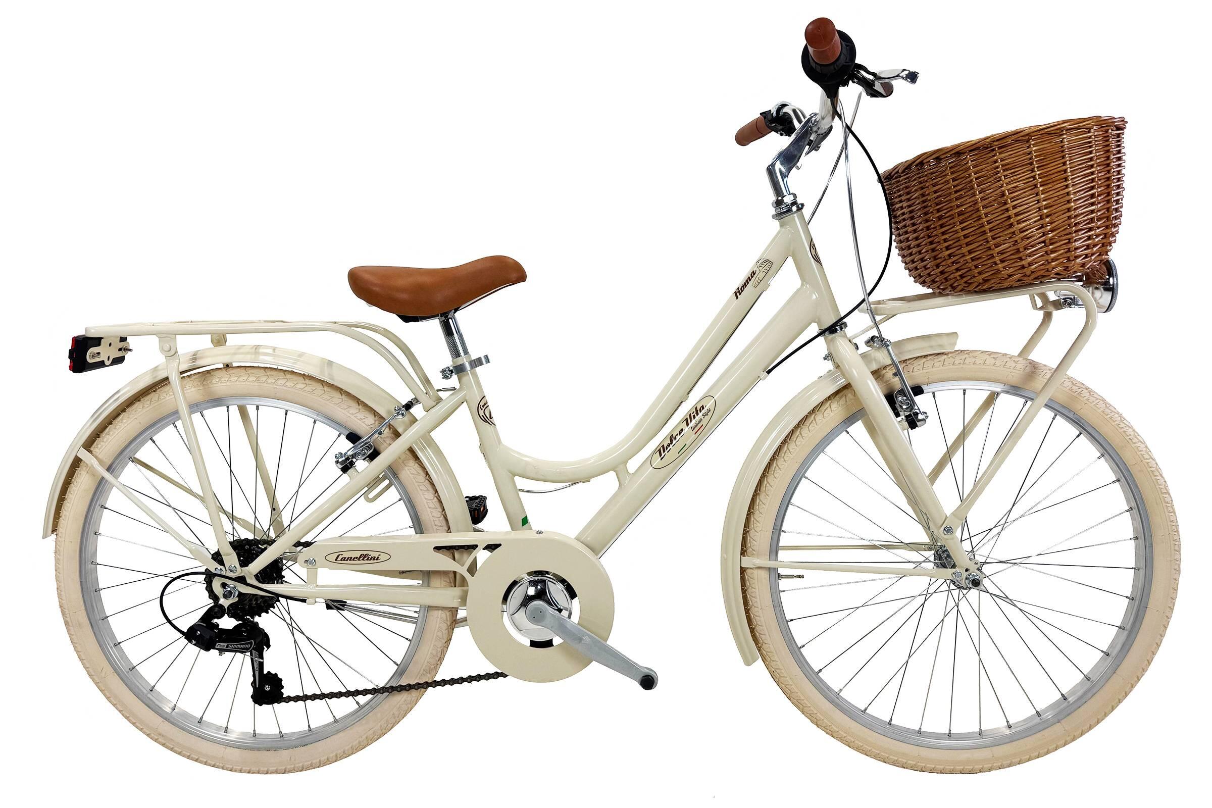 CANELLINI Mädchenfahrrad Dolce Vita by Canellini ROMA 24" 6V mit korb - Creme