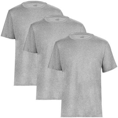 T-Shirt Puma Men Base T-shirt Grey Heather 3-pack. Grau. Herren