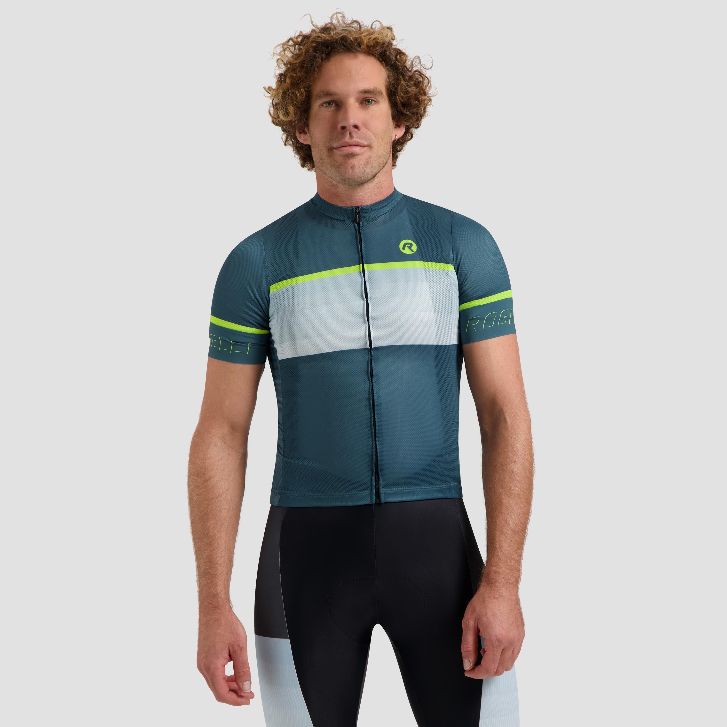 Rogelli - Maillot Manches Courtes Velo Homme - Hero Ii - Maillot Manches Courtes - Bleu|jaune|vert - 38 S - Decathlon