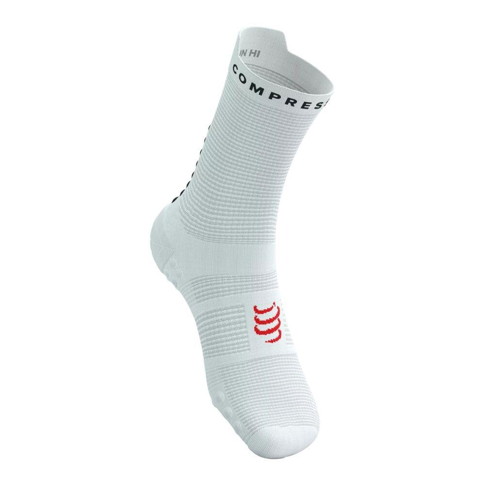 COMPRESSPORT Pro Racing V4.0 Run High Socks Branco/Preto corrida Unisex Preto Compressport