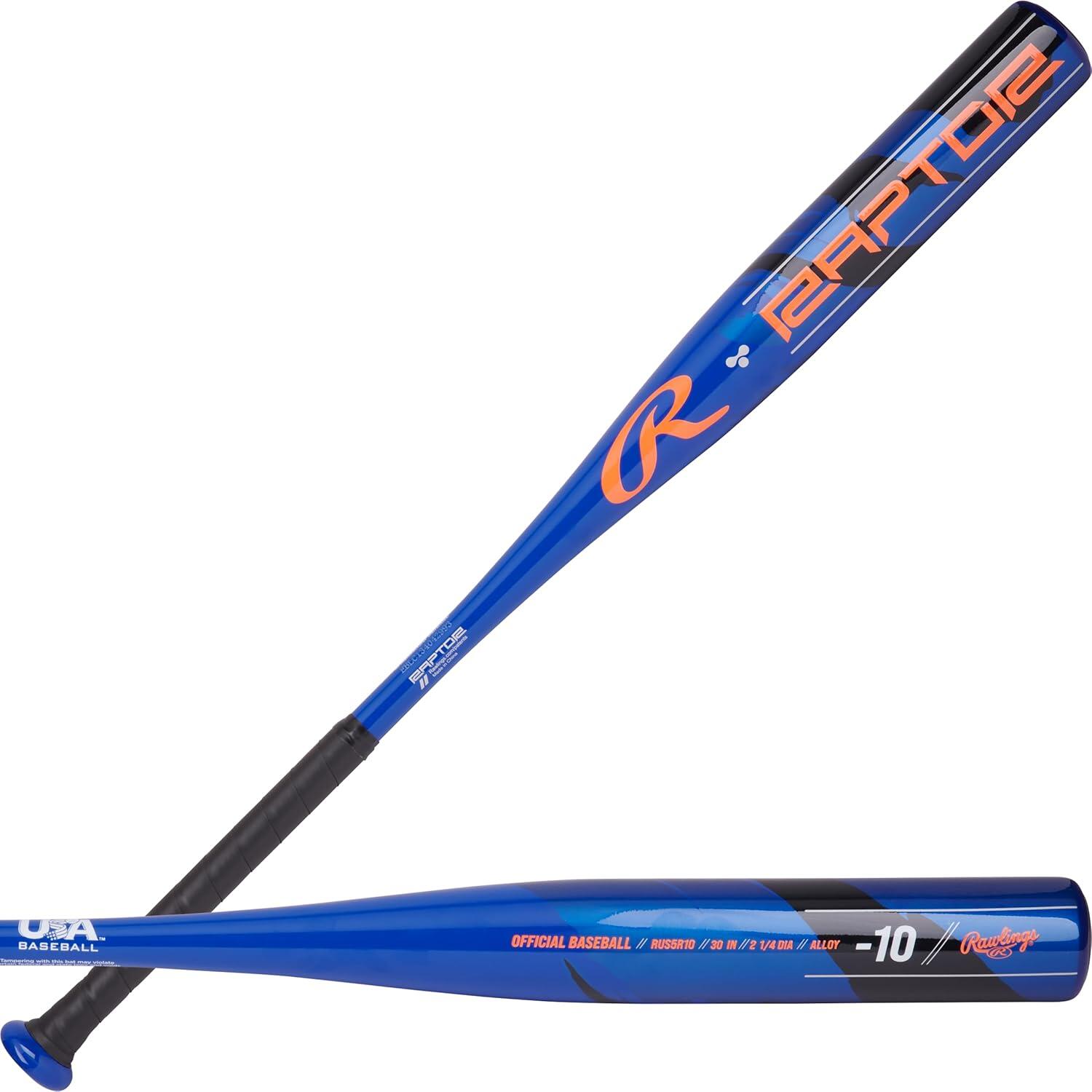 RAWLINGS Taco de basebol Raptor RUSSR10 Youth - com logótipo dos EUA