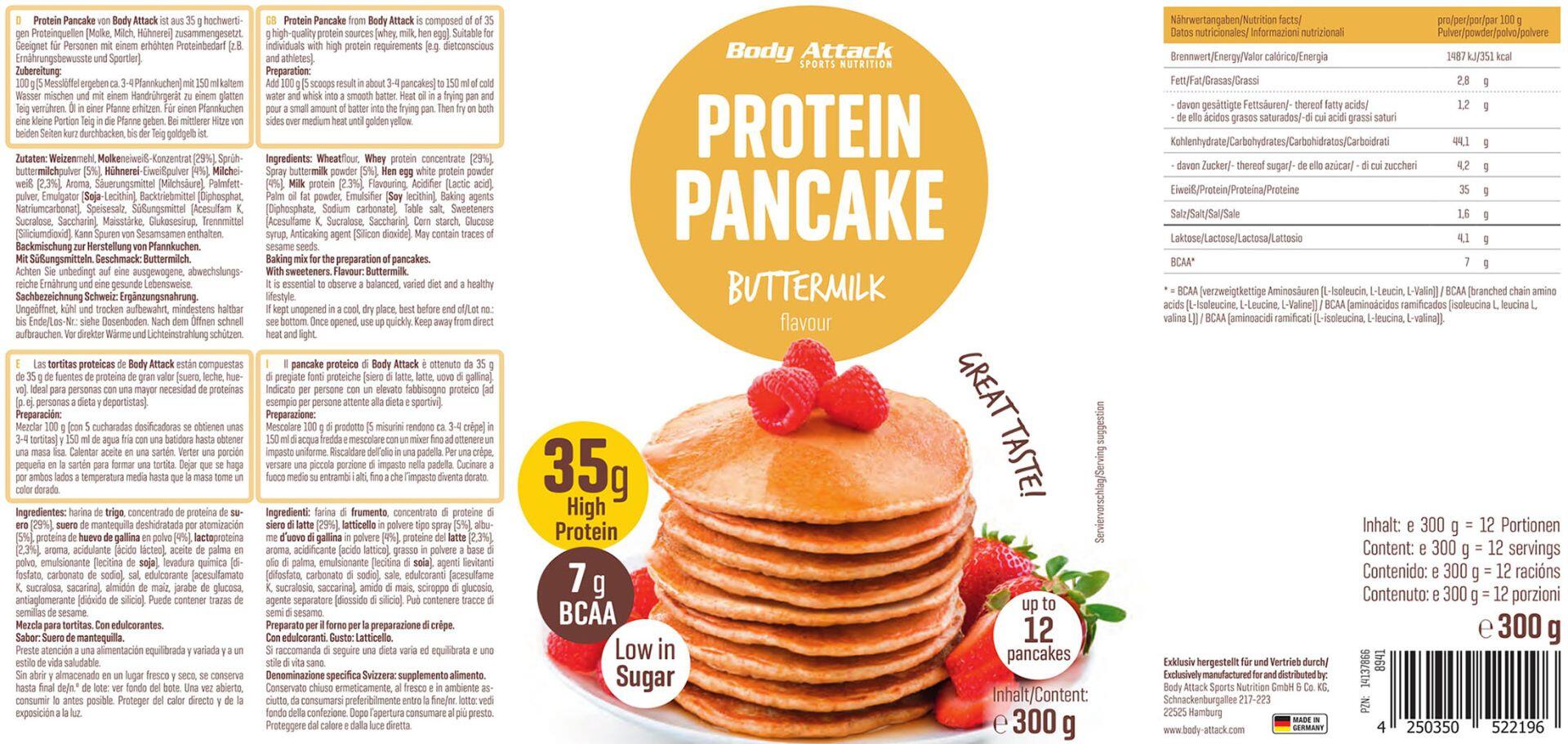 Body Attack Protein Pancake (300g) - Buttermilch 2/4