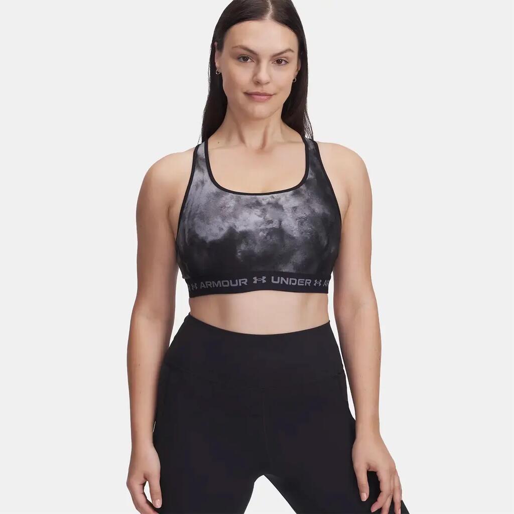 Under Armour® Women's Moderate Support Sports Bra Black & Grey Cross-Back