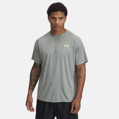 Under armour heren ua tech™ textured t-shirt met korte mouwen - groen silica