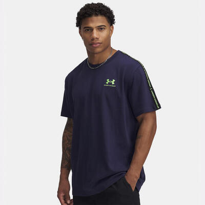 T-shirt Ua Icon Heavyweight Con Bande Firmate Per Uomo Blu Marina Notte