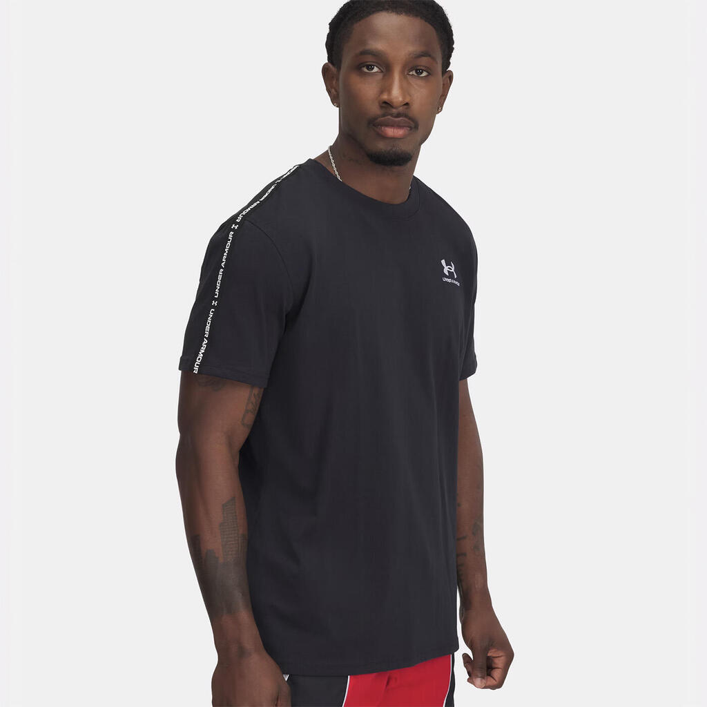 UA Icon Heavyweight Black T-Shirt with Branded Stripes for Men
