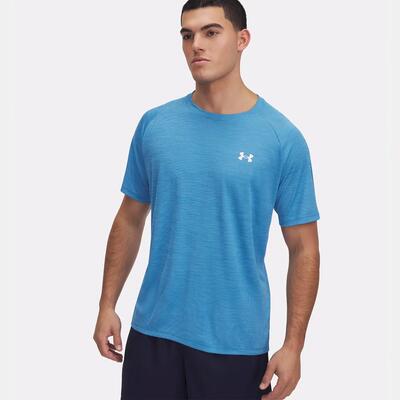 Under armour ua tech™ textured heren t-shirt met korte mouwen etherisch blauw