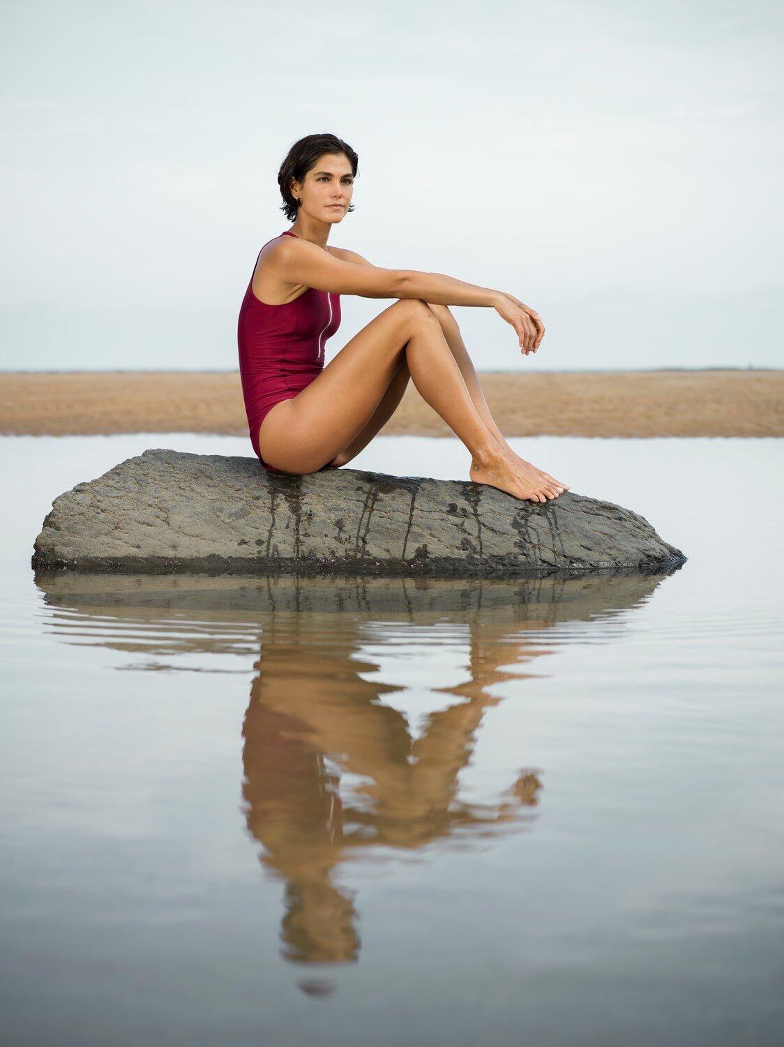 Maillot de bain avec fermeture à glissière pour la natation,le surf(kite)- rouge 6/7