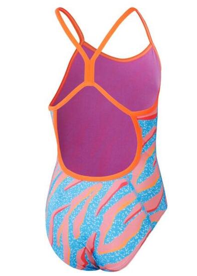 Maillot Speedo fille dos en V 'Space Tiger' Kiki Pink/Picton Blue/Siren 11-12