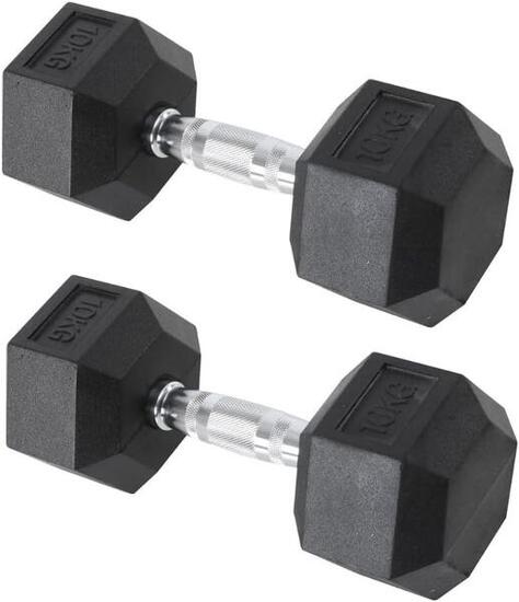 2 Manubri da 10 Kg Palestra Esagonali Professionali FF