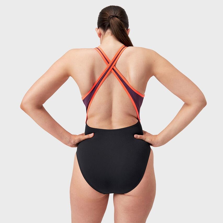 Costume Speedo Hohe Nek Splice Cross Back Nero/Rosso/Blu 4/6
