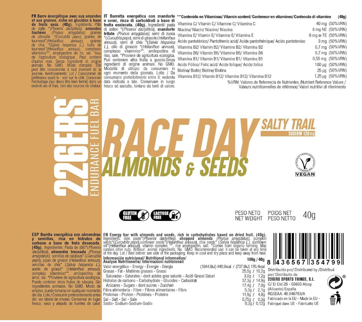 RACE DAY BAR SALTY TRAIL 40g - Barrita Energética con Sodio 4/5
