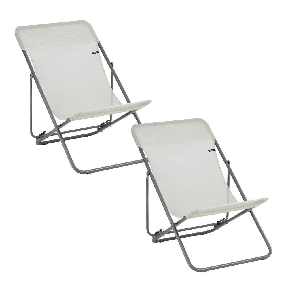 Lafuma Mobilier - Lot De 2 Transats Jardin Pliants Multi-positions - Maxi Transat - Beige - Bedchair - Beige - No Size - Decathlon