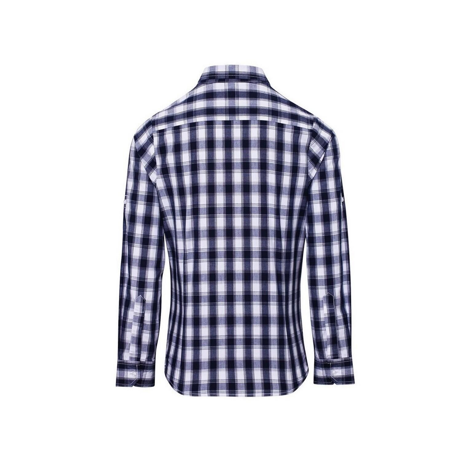 Camicia A Quadri Manica Lunga Donna Premier Mulligan Bianco Blu Navy 2/4