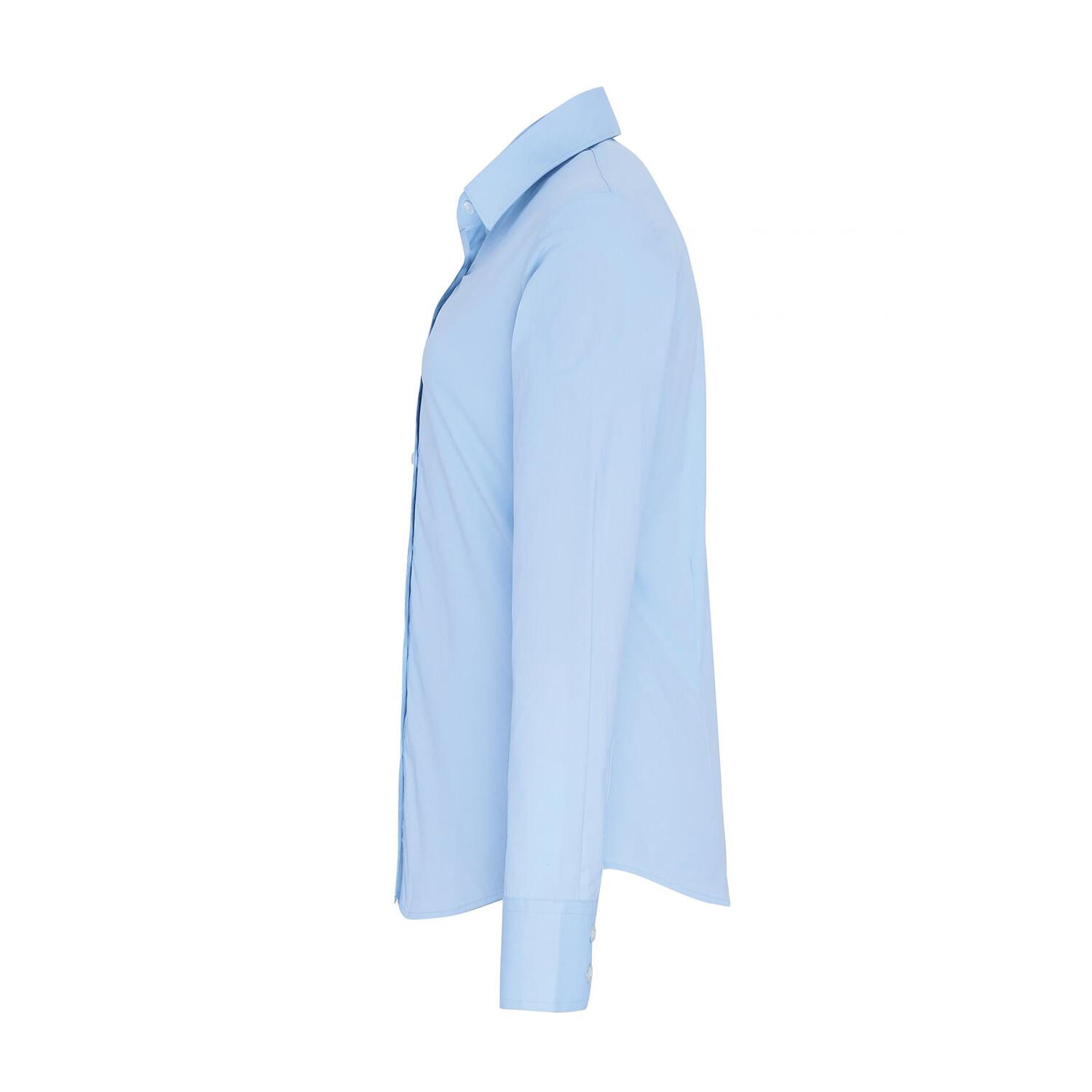 Womens/Ladies Stretch Fit Poplin Long Sleeve Blouse (Pale Blue) 3/4