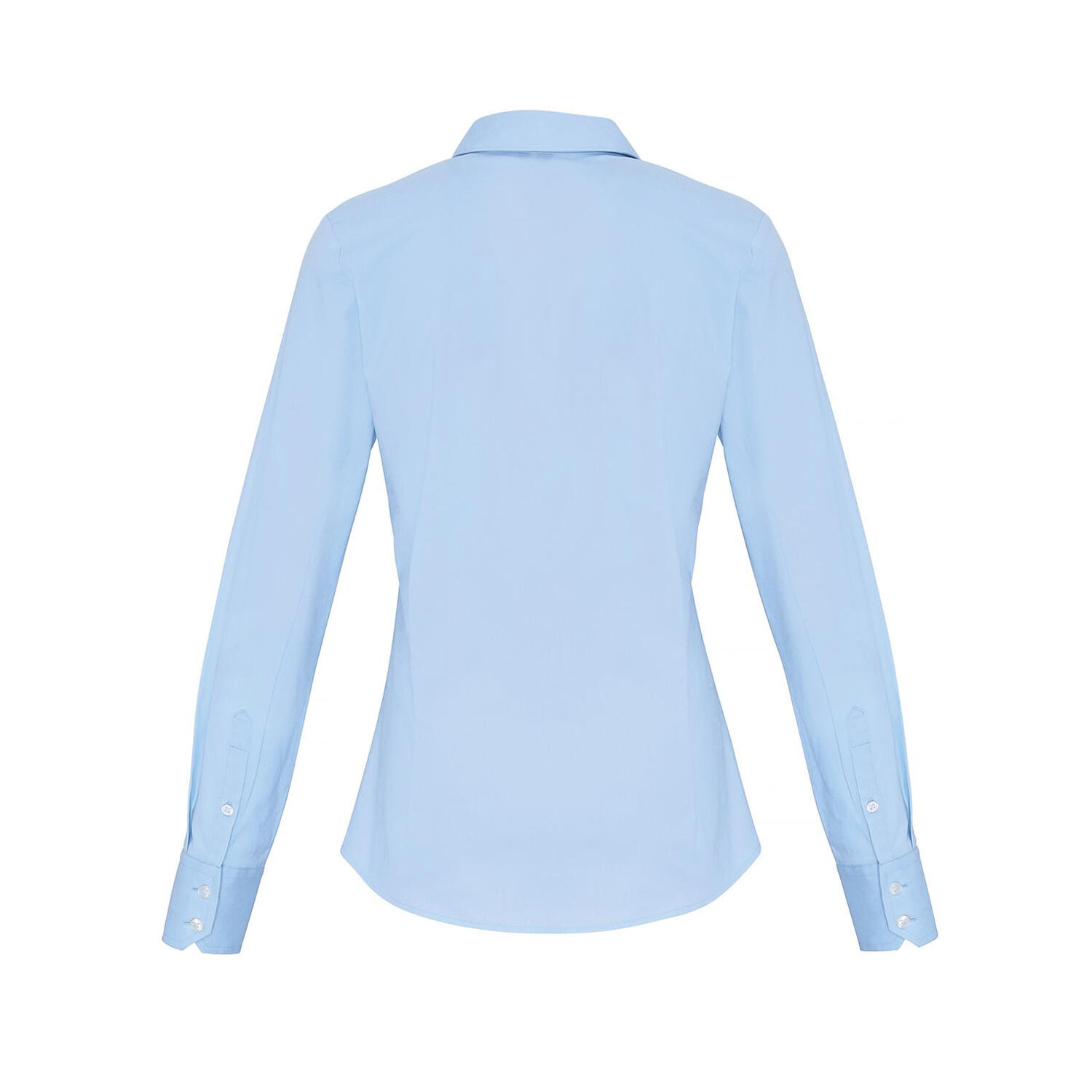 Womens/Ladies Stretch Fit Poplin Long Sleeve Blouse (Pale Blue) 2/4