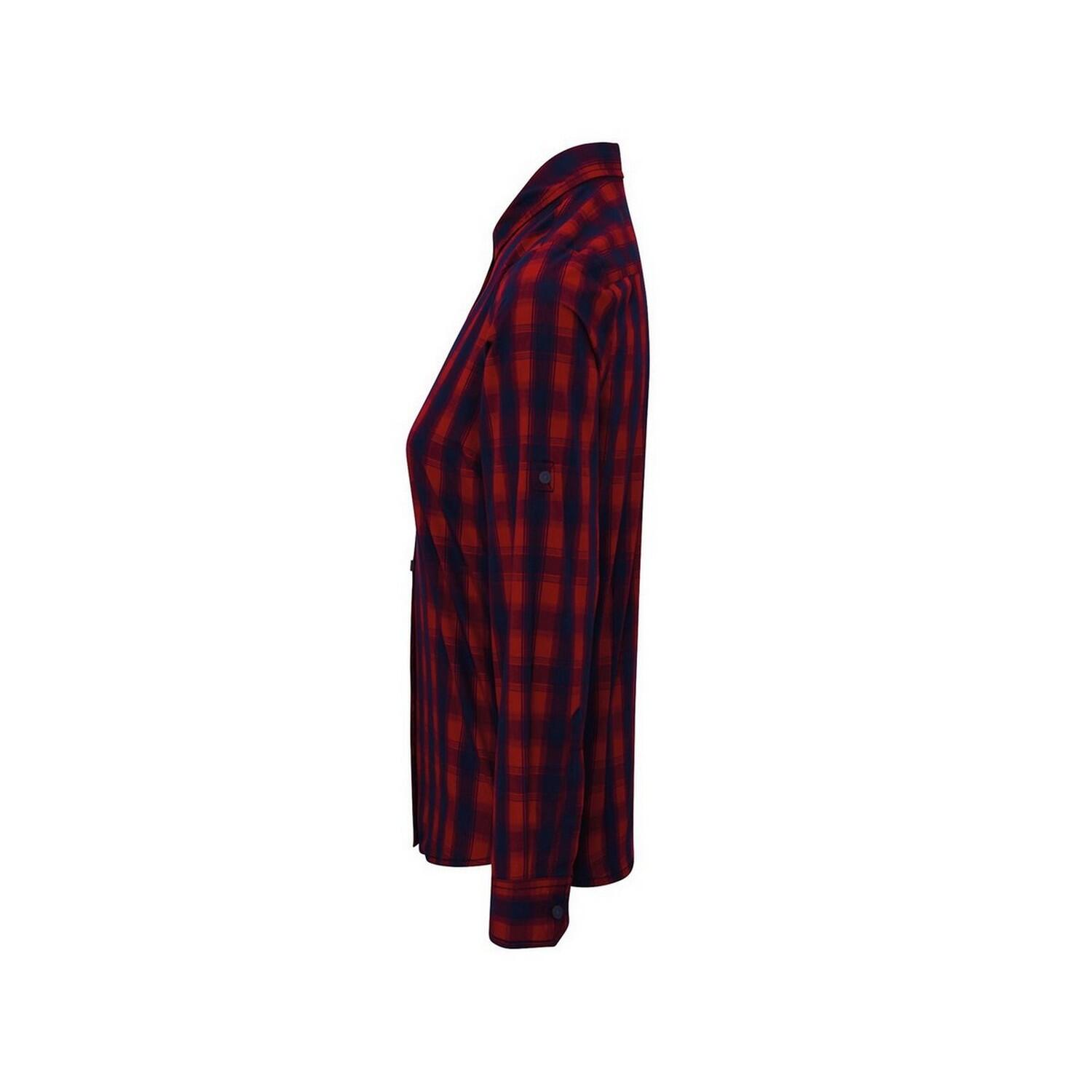 Womens/Ladies Mulligan Checked LongSleeved Shirt (Red/Navy) 3/4
