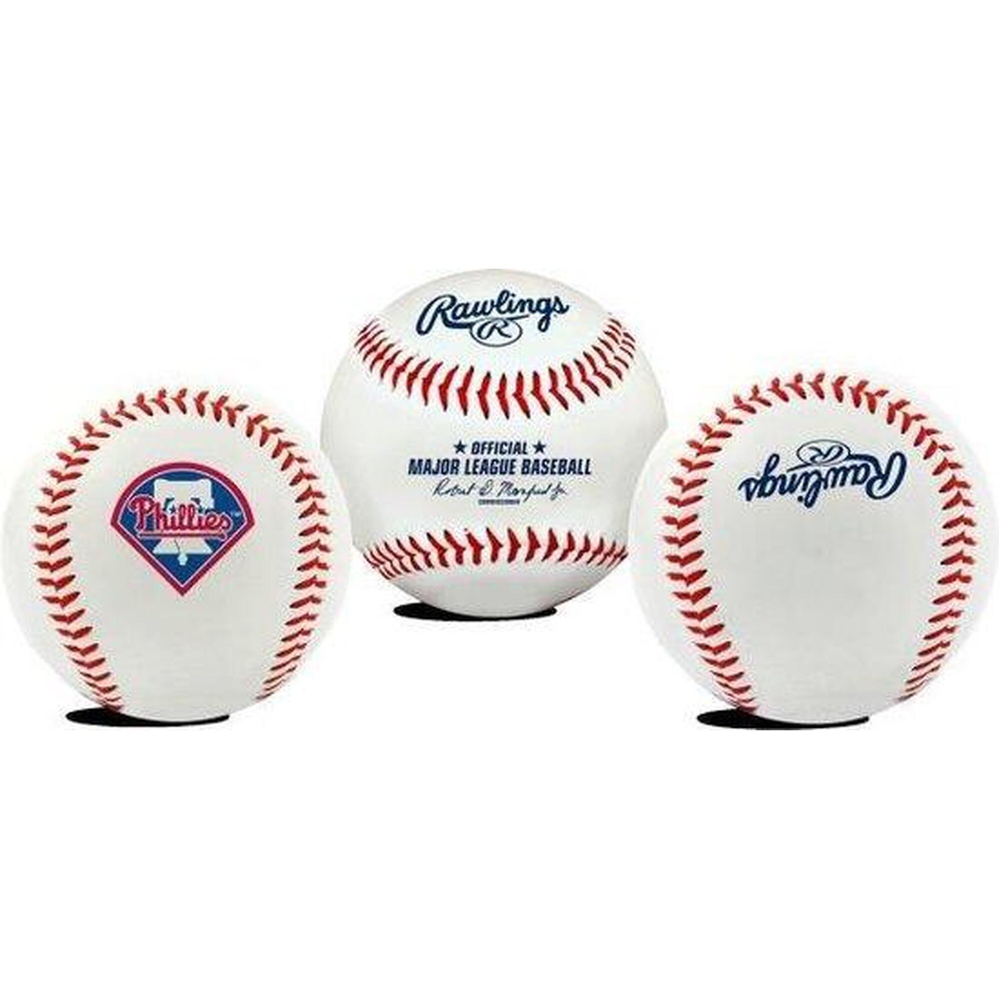 Rawlings - Balle De Baseball En Cuir Avec Logo De L'Équipe Mlb Phillies - Balle De Baseball - Blanc|multicolore|noir - 9 - Decathlon