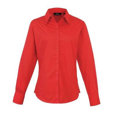 Dames popeline blouse met lange mouwen (zwart)