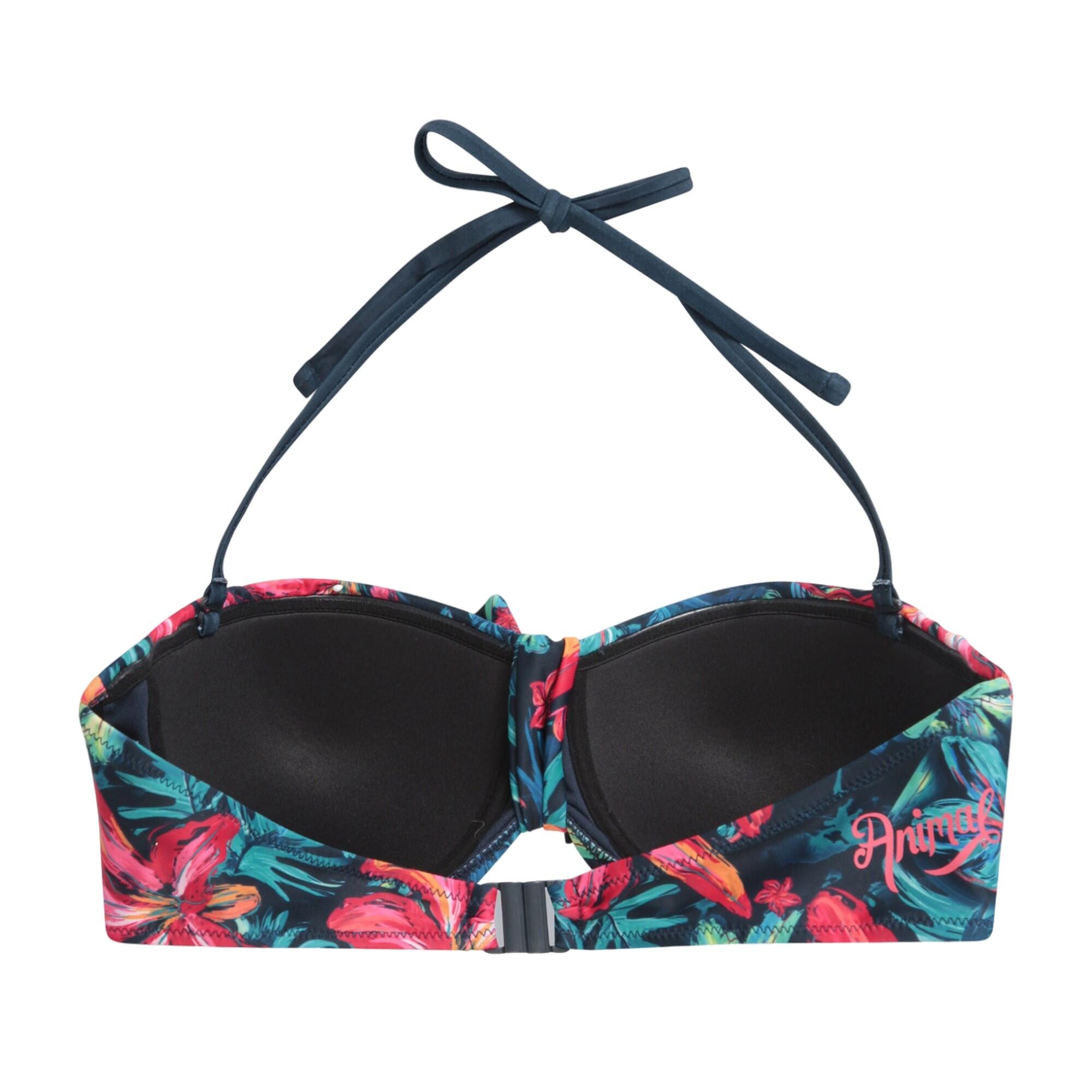 Womens/Ladies Floral Front Tie Bikini Top (Red/Blue) 2/4