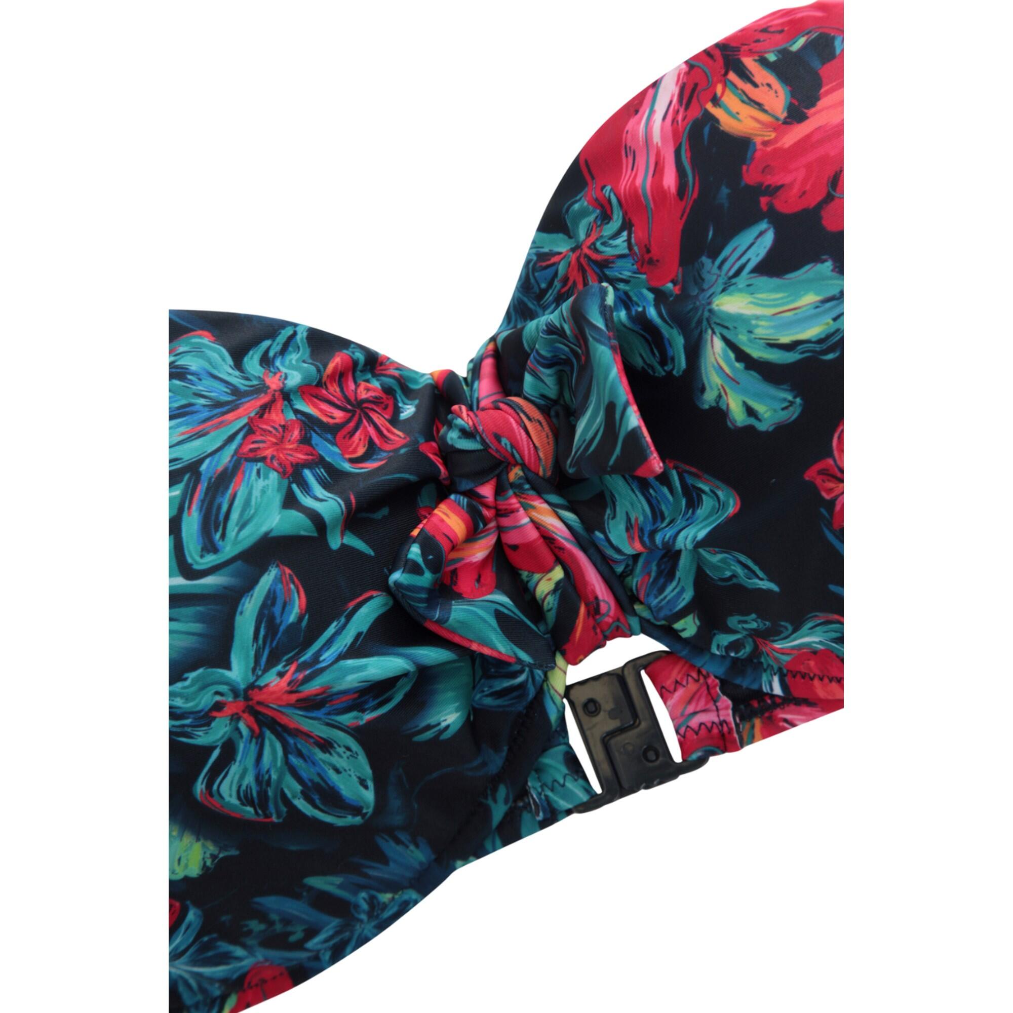 Womens/Ladies Floral Front Tie Bikini Top (Red/Blue) 4/4