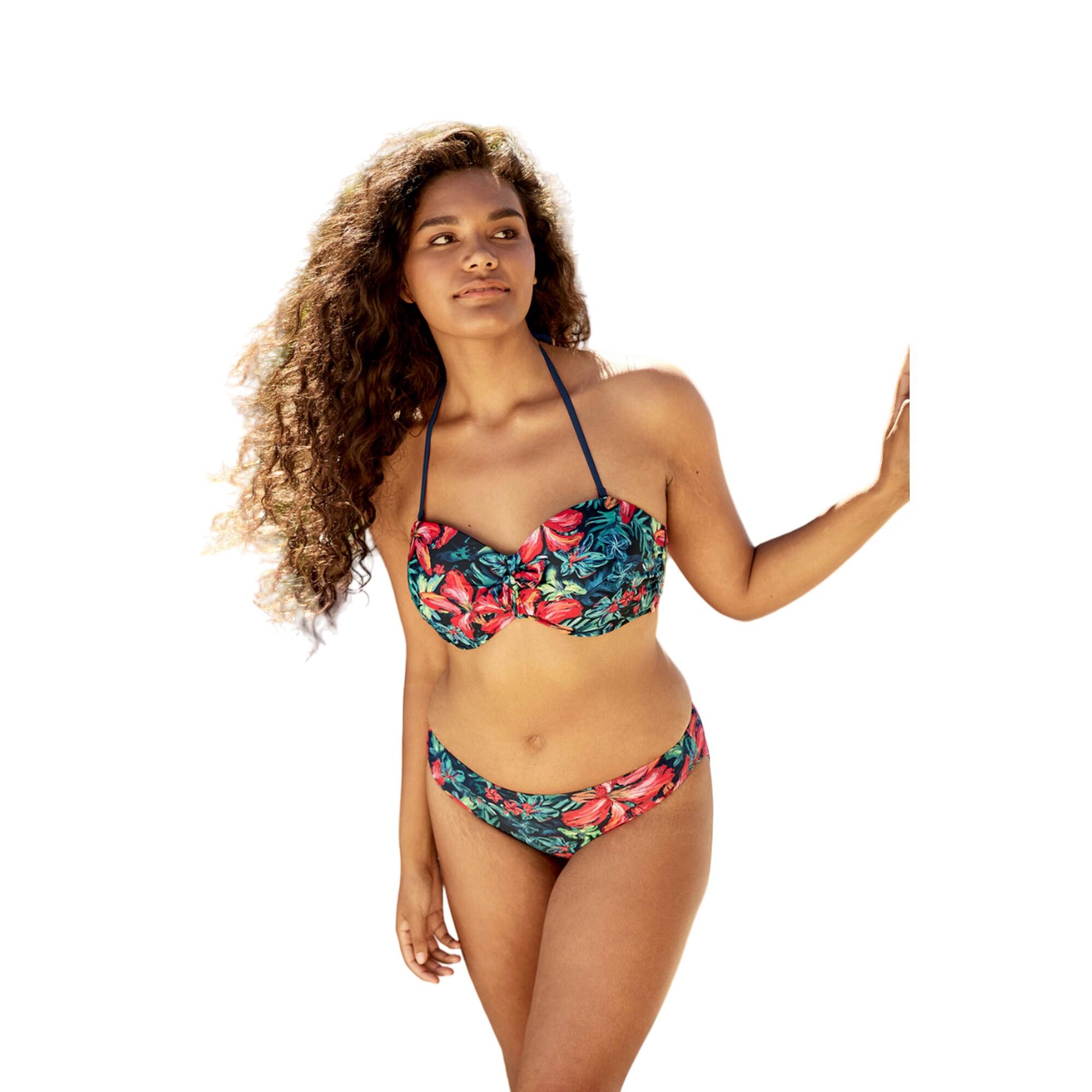 Womens/Ladies Floral Front Tie Bikini Top (Red/Blue) 3/4