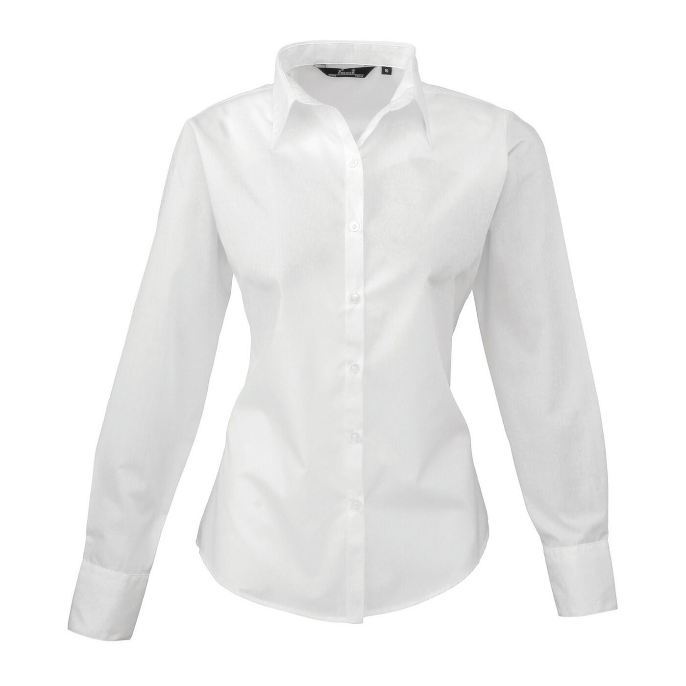 Womens/Ladies Poplin LongSleeved Shirt (White) 1/4