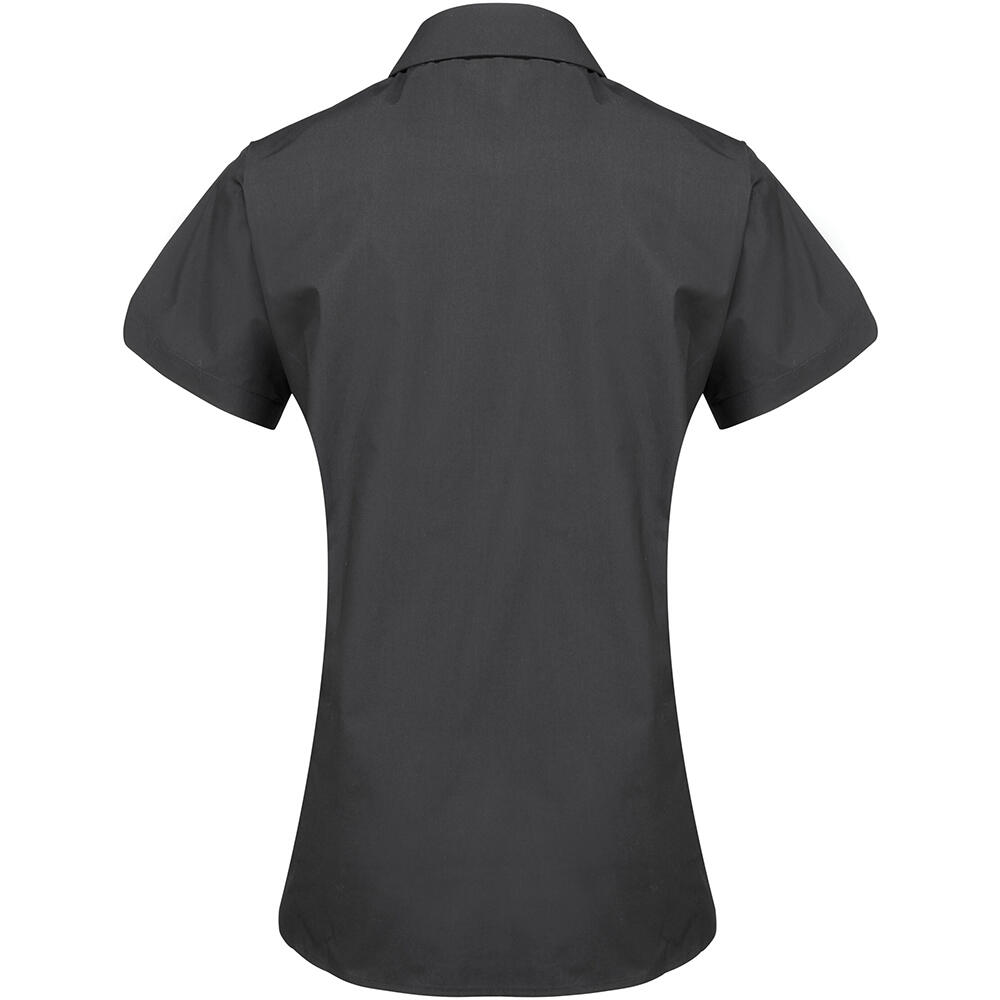Womens/Ladies Supreme Heavy Poplin Short Sleeve Work Shirt (Black) 2/5